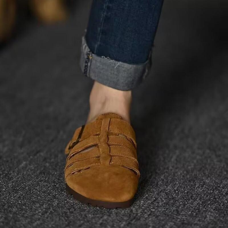 Women's Shoes 2026 New Closed Toe Women Slippers Spring Autumn Rome Solid Solft Sole Flat Casual Comfortable Office Ladies Shoes