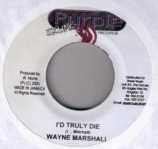 7-дюймовая пластинка WAYNE MARSHALL Id Truly Die NONE PURPLE SKUNK 2005 Ямайка Регги Ска Даб Б/у