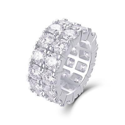 Серебряное кольцо S925, 50 точек муассанита, цельное с большим замкнутым кольцом