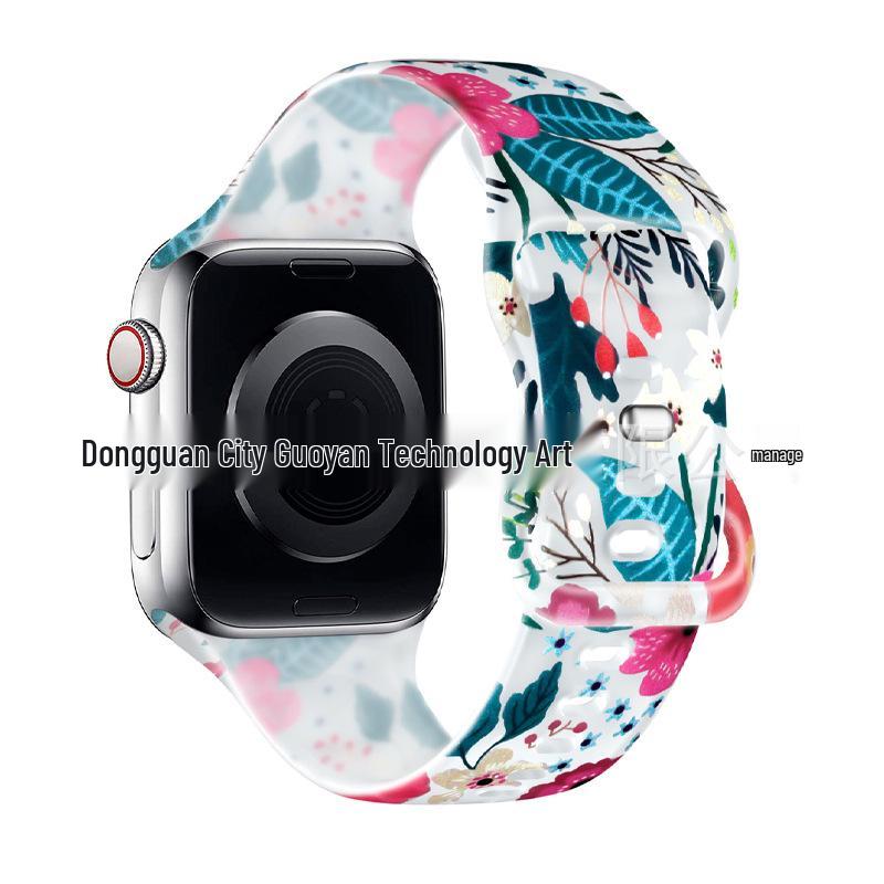 Совместимый силиконовый спортивный ремешок для Apple iWatch S10 с цветным узором - Прозрачный дизайн