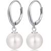Pearl Earrings Pearl Allergy White Silver 925 Earrings Women's Women's (D Gin)