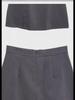 Women's Summer 2024 Slim Gray A-Line Skirt: High-Waisted Slit, Workwear Style, Knee-Length