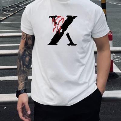 Стильная футболка с графическим принтом "X" Дышащая, Прохладная, Удобная для ношения, Повседневная
