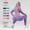 Европейский и американский бесшовный комплект для йоги с высокой посадкой - женский фитнес-костюм из двух частей