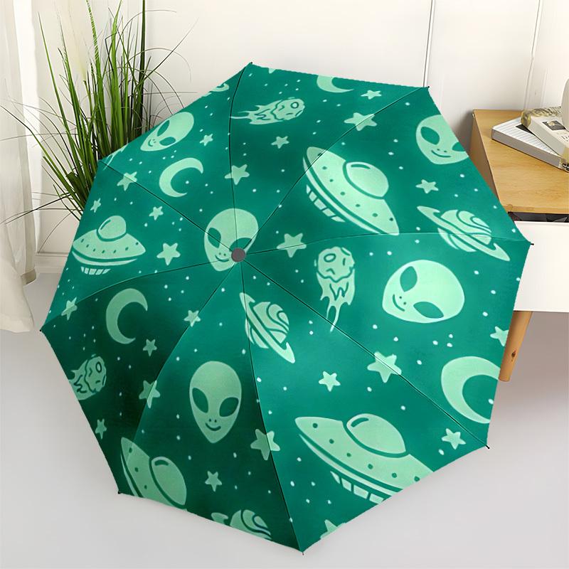 1pc Alien Space Automatic Open/close Folding Compact Umbrella, 8-Rib Sturdy Canopy, Lightweight Portable, Everyday Use, Gift,164