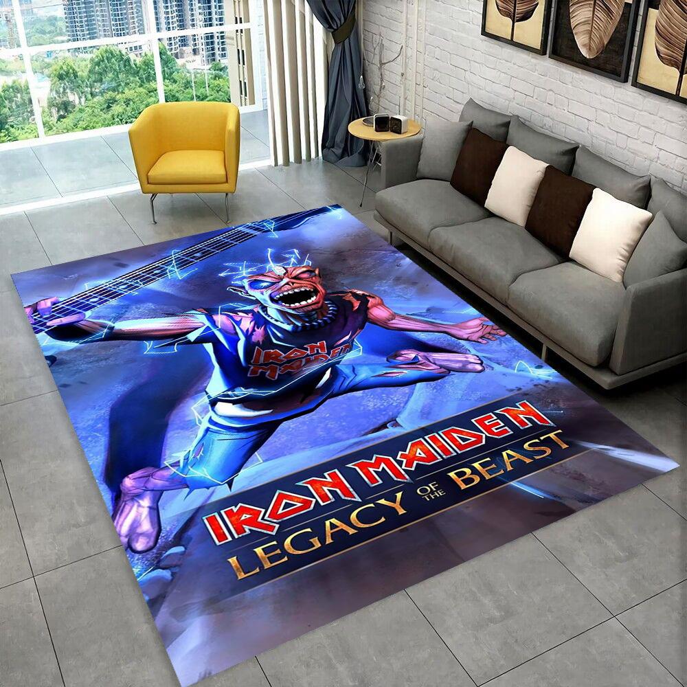 3D I-Iron-M-Maidens Metal Music Rug Carpet for Living Room Bedroom Decor,kids Play Non-slip Decoration for Sofa Doormat Gift