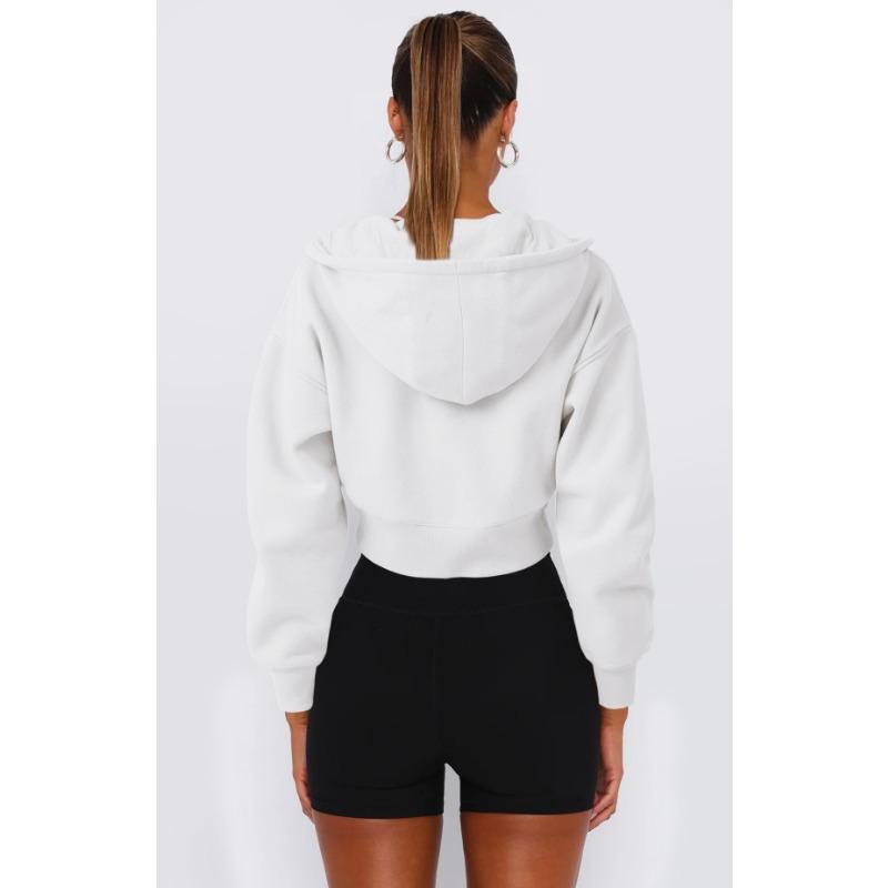 Женская короткая свободная толстовка с капюшоном на осень и зиму с длинным рукавом