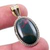 Natural Bloodstone Gemstone 925 Solid Sterling Silver TwoTone Pendant 1.50" q6O44