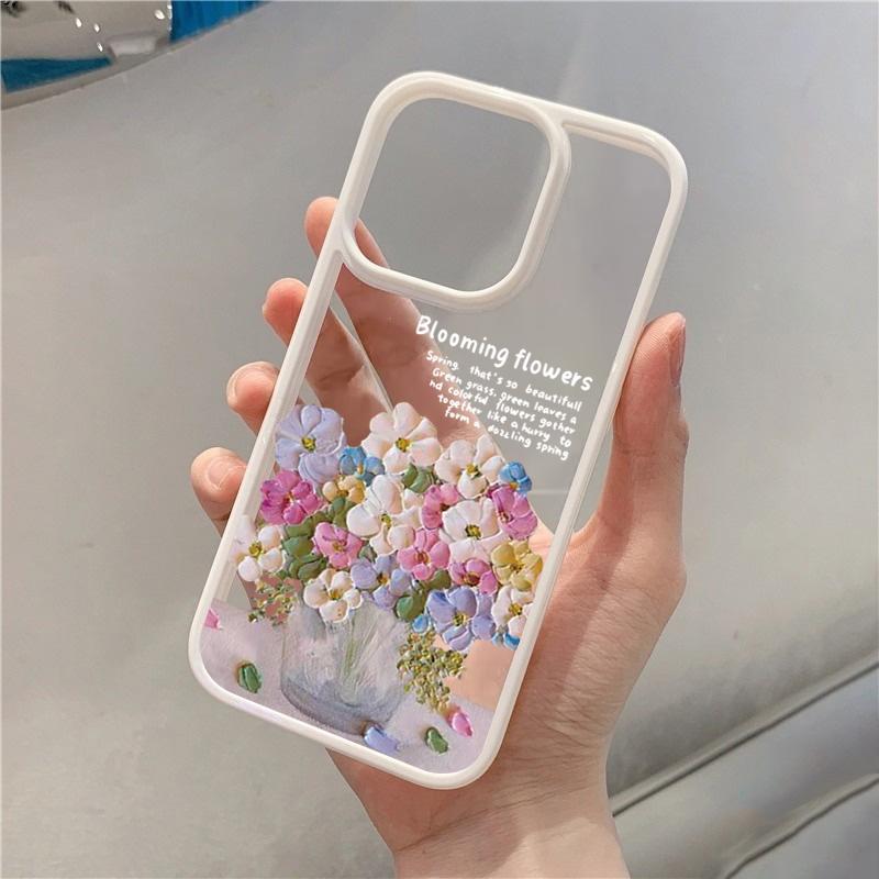 Чехол для телефона для Samsung Galaxy A06 S25 S24 S23 S22 Ultra S24 FE A16 A54 A35 A15 A55 A52 A34 5G Художественный чехол с рамкой с цветами, написанными маслом