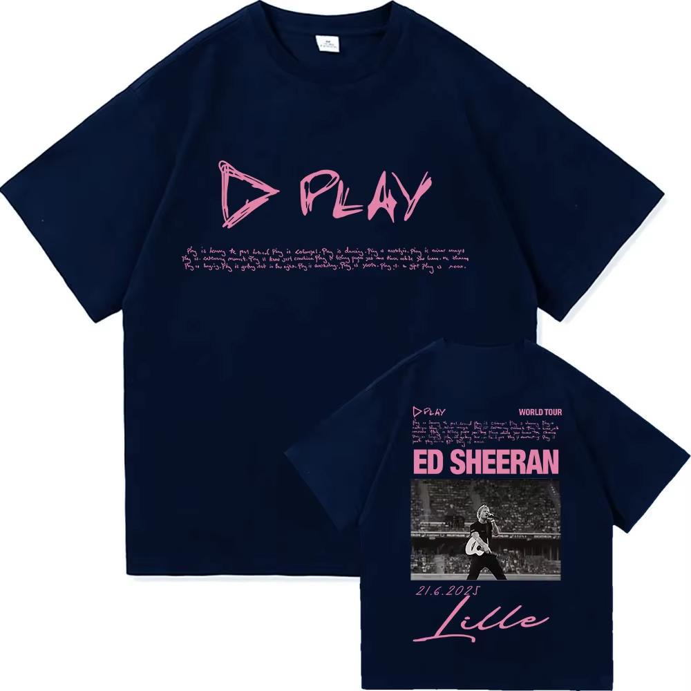 Rapper Ed Sheeran Play World Tour 2026 Graphic TShirt Mens Punk Hip Hop Short Sleeve TShirts Pure Cotton Tees Fans Streetwear
