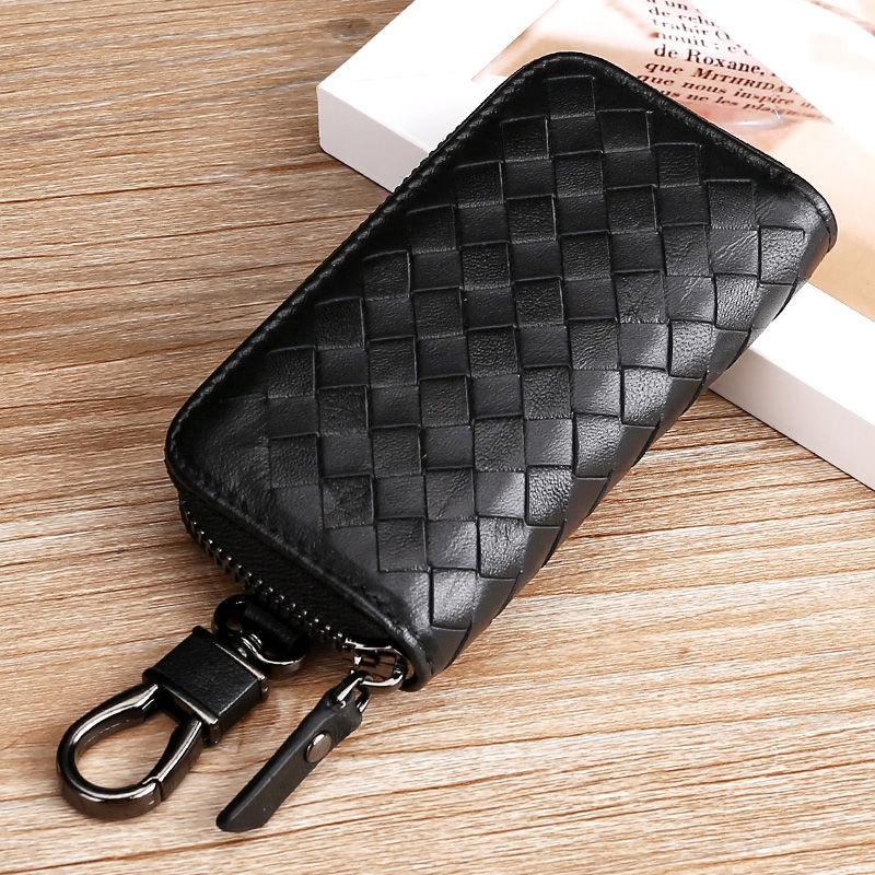 Кошельки для ключей из натуральной кожи, плетение на молнии, стильная сумка для ключей от автомобиля, многофункциональный футляр для карт, мужские и женские держатели для ключей, ключницы