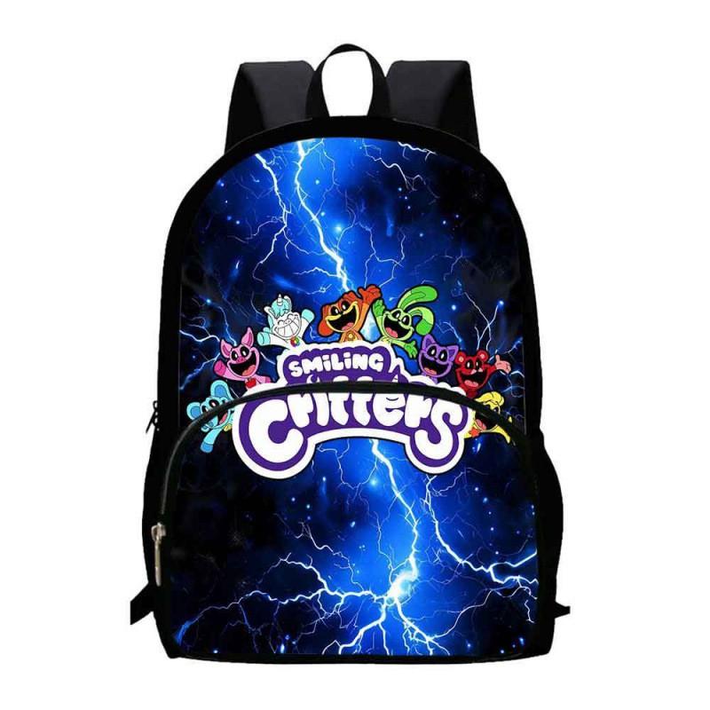 Kids School Backpack Grades 1-2 With Smiling Animal Cartoon Design Lightweight Breathable Oxford Fabric