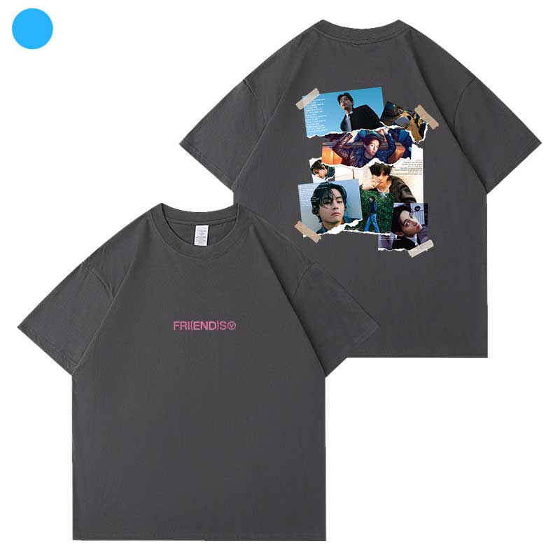 V Song Friends Graphic Tshirt Cotton Tops For Wounisex Summer Casual Oneck Shortsleeved Clothing Fashion Couple Streetwear Top