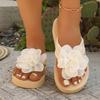 2025 Large Size Flower Flip-flops Women's Summer Fashion Outer Slippers Women's Thick-bottomed Non-slip Flat-bottomed Slippers Women
