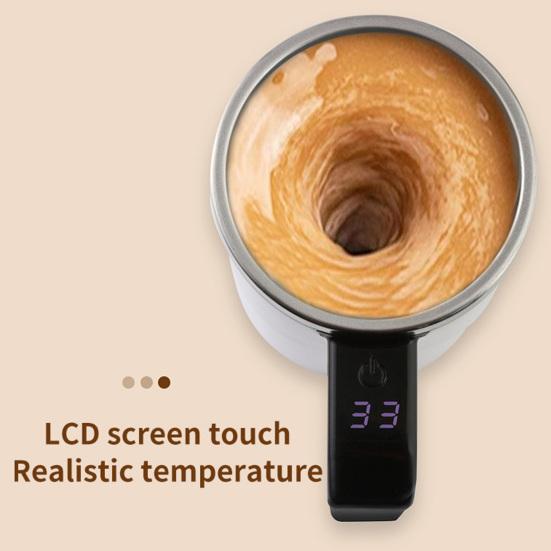 Automatic Stirring Coffee Mug with Lid Electric Self-Mixing Cup 380ml Portable Protein Powder Shaker for Office Car Home Gym