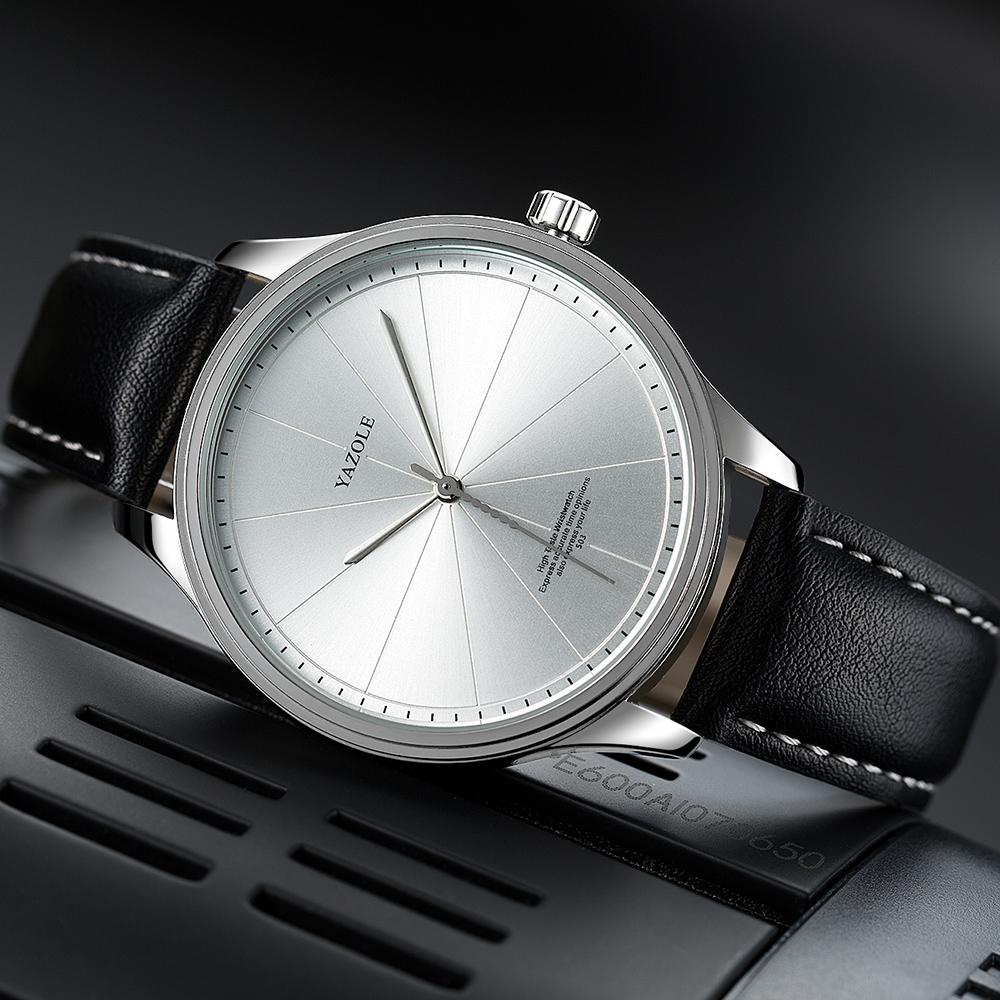 YAZOLE New Stylish Minimalism Watch For Men Black Round Dial Leather Bracelet Wrist Watches Gift For Boyfriend Orologi Uomo