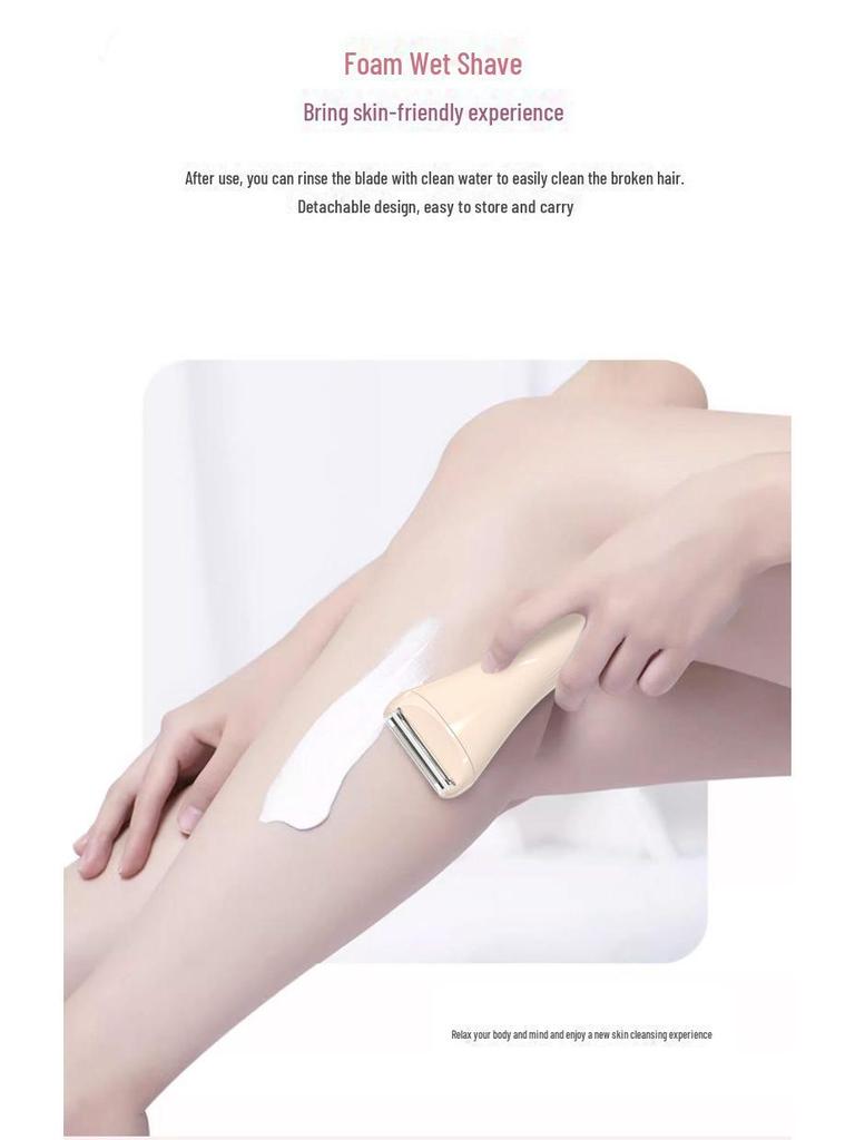 Женская портативная электробритва для влажного/сухого бритья — идеально подходит для удаления волос в области подмышек и груди