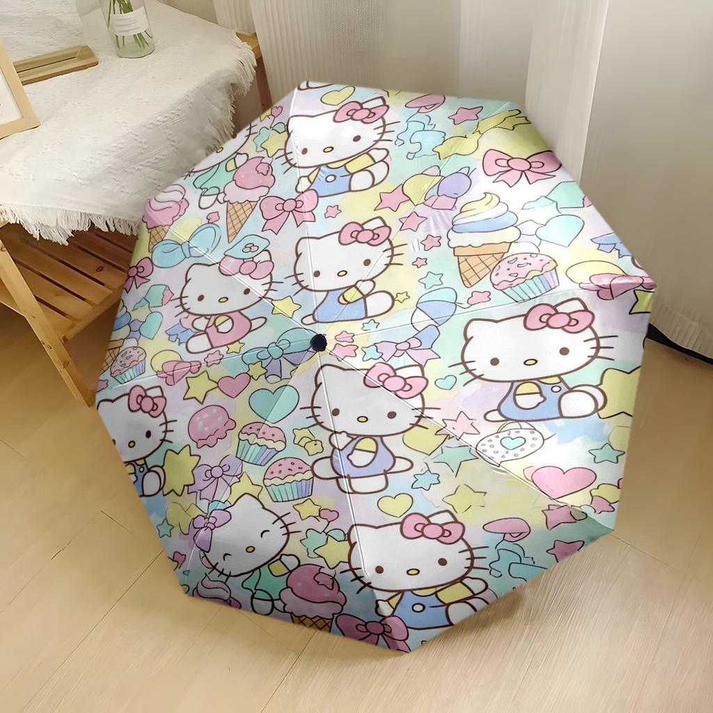 Hello Kitty Pattern Outdoor Automatic Umbrella Retractable Design with 8 Rib Durability Lightweight All Season Use Fashion Lovers