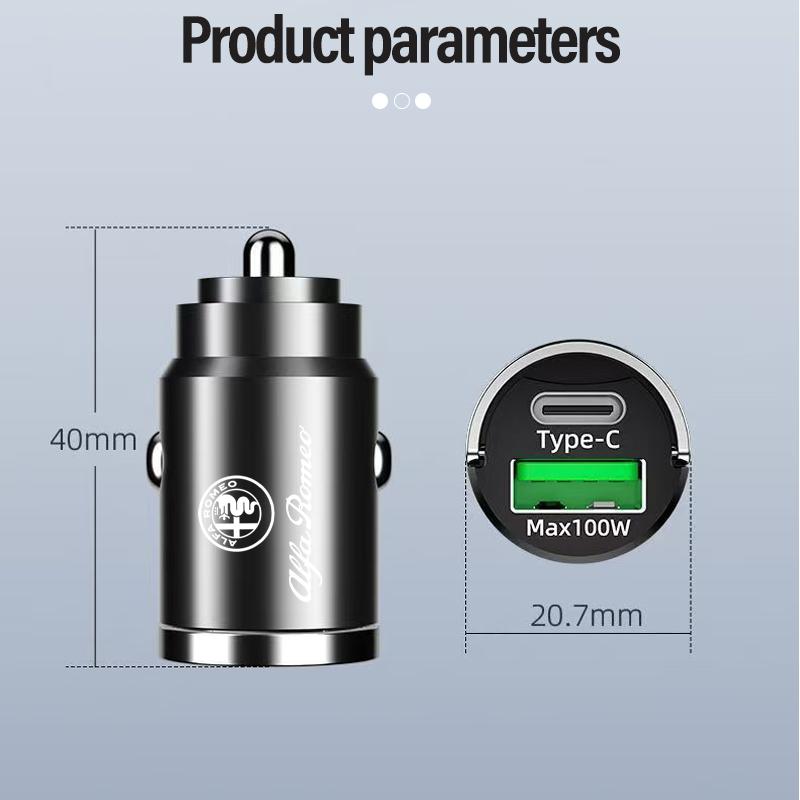 Car Stickers For Alfa Romeo Car Charger For Alfa Romeo 4C 159 166 Spider Giulia Giulietta 156 Tonale Mito USB Type-C Phone Hidde