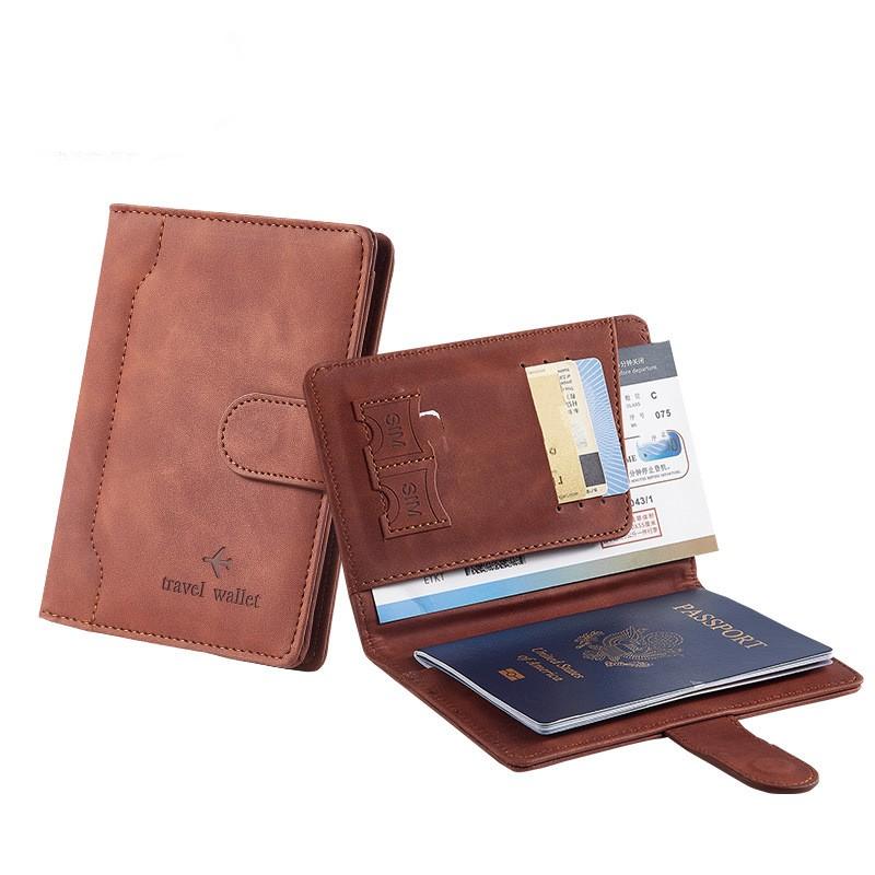 PU Leather Passport Cover Case Holder with ID Credit Card Slot Card Document Pocket Wallet for Travel Passport Sleeve