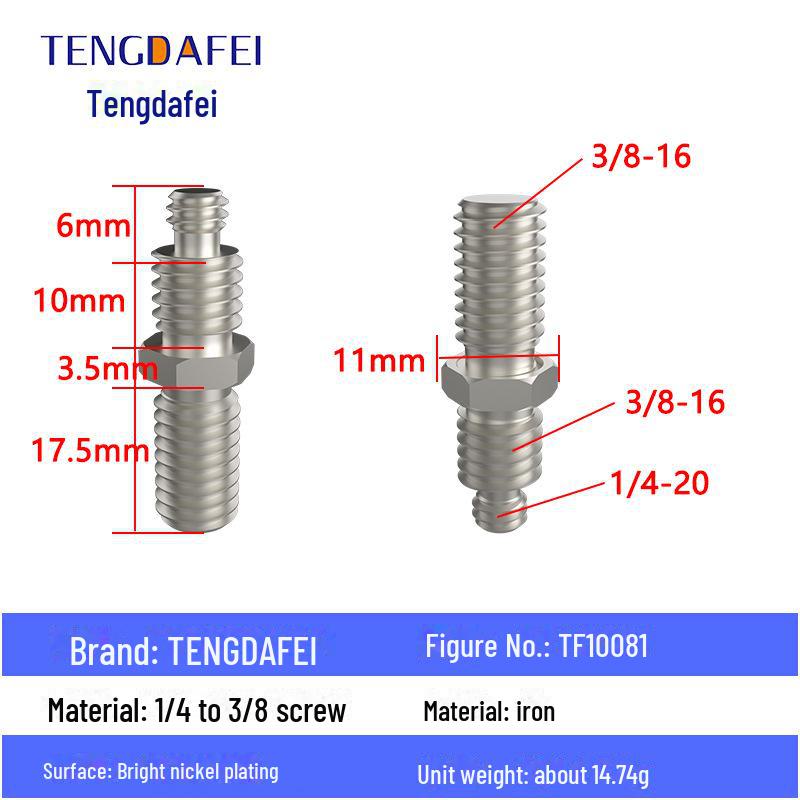 Адаптер для штатива с креплением на стойку для освещения и поворота камеры с резьбой 1/4" на 3/8" на M4/M5/M6/M8