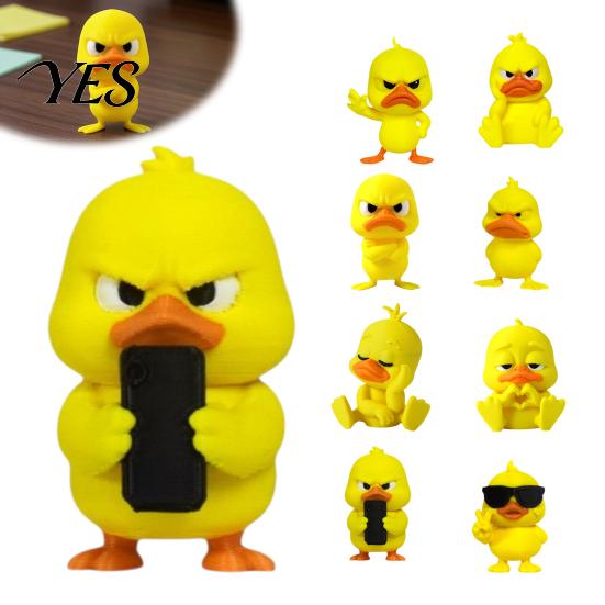 Игрушка для снятия стресса на рабочий стол, 3D-печатная фигурка желтой утки, забавная статуэтка с живыми выражениями, украшение для приборной панели автомобиля, милые миниатюрные ornaments для