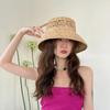 Retro Breathable Hollow Raffia Hat Women's Summer Travel Inner Buckle Sunshade Grass Chime Top Hat