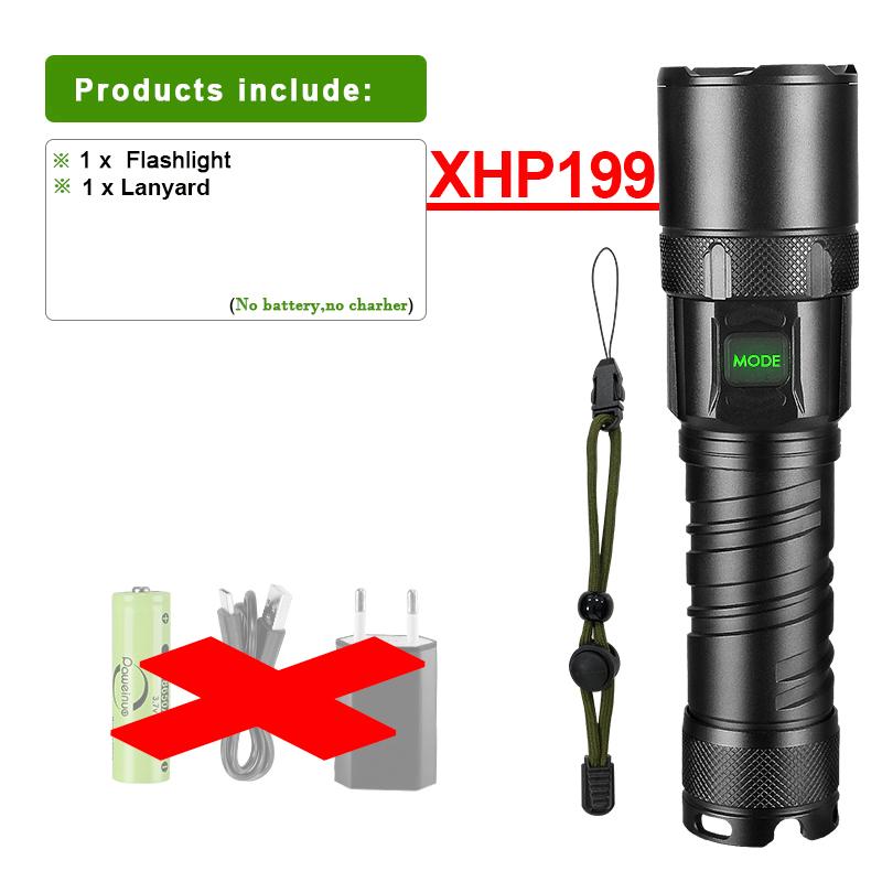 Super XHP199 Самый мощный светодиодный фонарик Перезаряжаемый светодиодный фонарик высокой мощности 18650 26650 Фонарь
