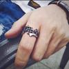 Retro Triple Cross Ring For Men Punk Gothic Rock Hiphop Adjustable Ring Handmade Unisex Zircon Bikers Accessories Lovers Gift