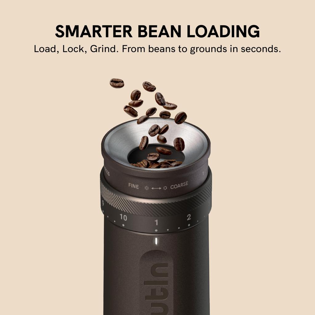 OutIn Fino Portable Electric Coffee 28 Precise Grind Fast Burr Coffee Grinder with and Adjustable Coffee Bean Braun Grinder, Settings, Charging,