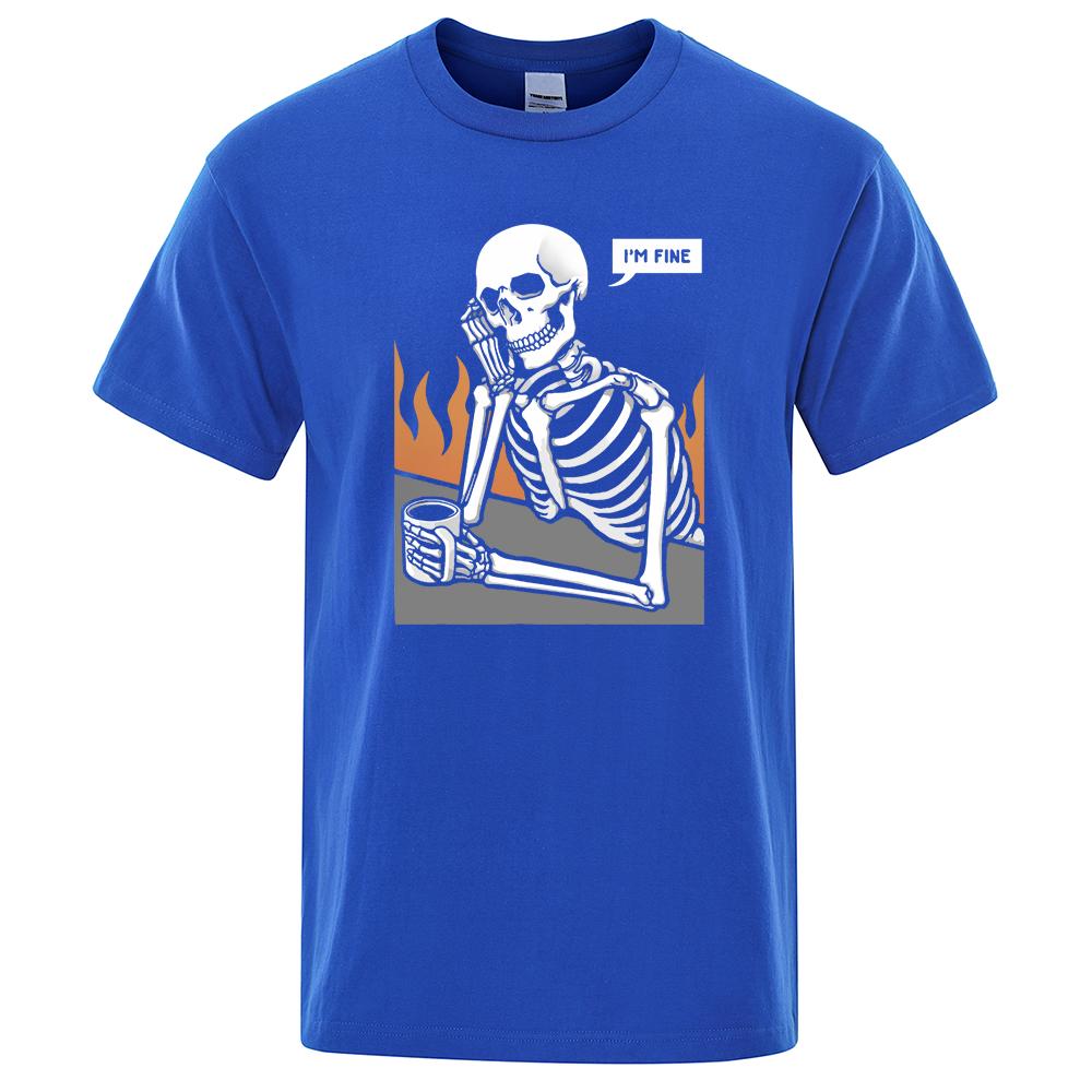 Футболка с принтом «Скелеты в медитации и Keep Alone» для мужчин, модные хлопковые футболки, футболки больших размеров, хлопковые топы