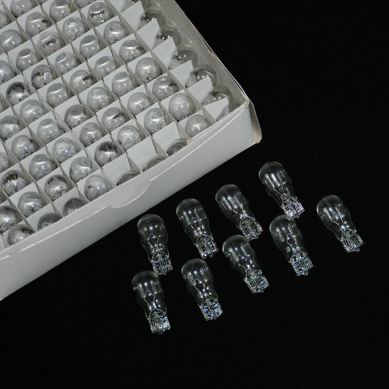 100 шт./Коробка Галогенная лампа T13 Прозрачное стекло Теплый белый Янтарный 10 Вт Внутренний свет автомобиля Габаритный огонь Автомобильные галогенные лампы