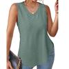 GMXIA Spring Summer V-neck Vest Sleeveless Hole Jacquard Top Casual Vest Women