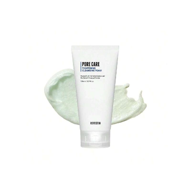 Rovectin Pore Tightening Cleansing Foam 150ml | Green Papaya, Glycerin, Charcoal Powder, AHA/BHA/PHA For Refining Pore Size, Non-Irritating  | Vegan