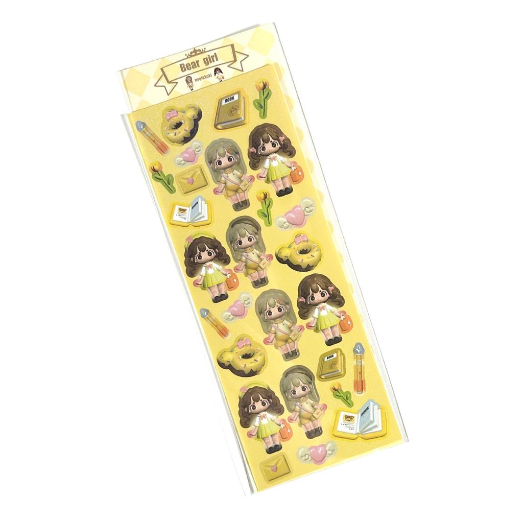 Coisini Корейский стиль 3D моделирование Милая маленькая девочка Лазерные наклейки для журналов