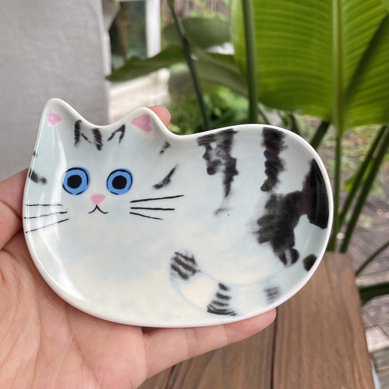 1PC Cat Ceramics Dish Kitchen Spoon Holder Home Cat Sauces Dishes Restauarant Seasoning Plate Japanese Cute