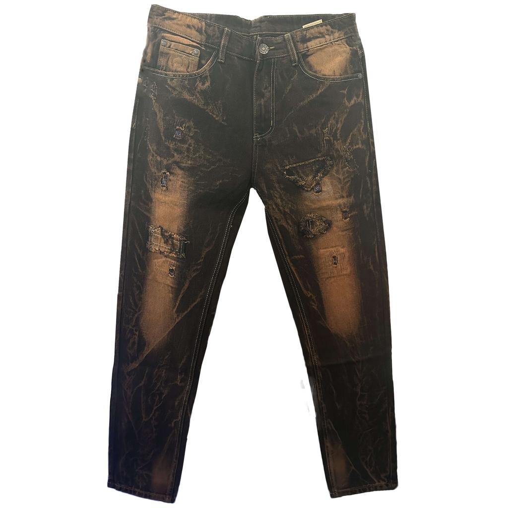 Модные мужские повседневные эластичные плиссированные джинсы, облегающие джинсовые брюки