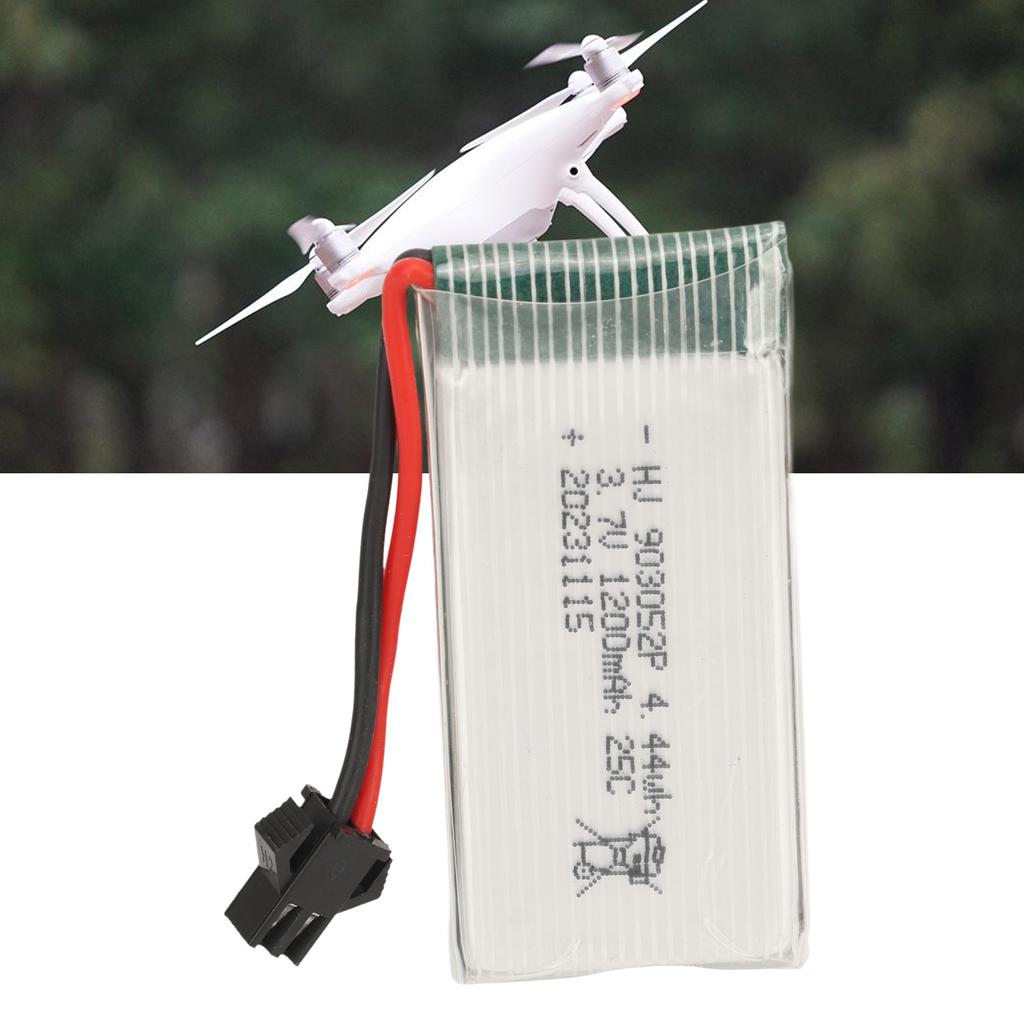3.7V 1200mAh Lithium Battery Lithium Polymer Ion Battery with SM Black Plug for X5SW Quadcopter 25C