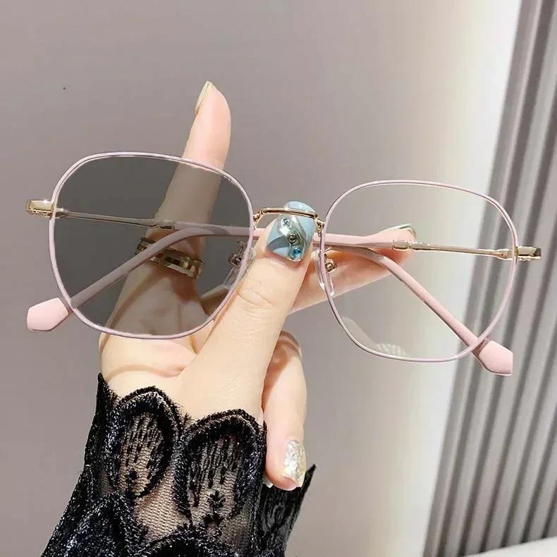 Outdoor Color Changing Sunglasses Women's Intelligent Photochromic Minus Diopter Glasses Trendy Myopia Prescription Eyeglasses