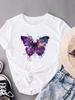(Азиатский размер) Женский трендовый милый топ с бабочкой, мода 90-х, футболка с принтом, женская повседневная футболка с коротким рукавом, графическая футболка