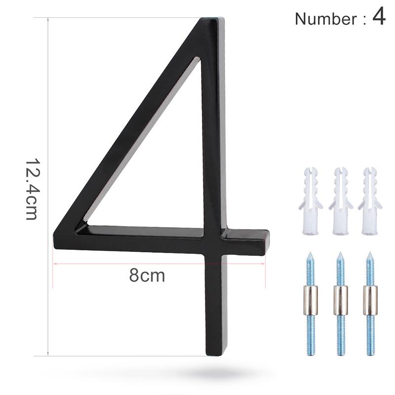125 мм плавающий номер дома, современные буквы алфавита двери, дома на открытом воздухе 5 дюймов. Черные 3D цифры адрес дверные номерные таблички для стены