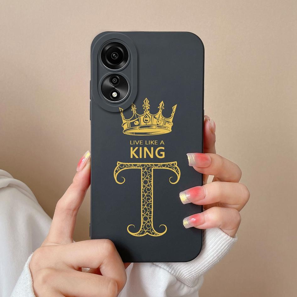 Phone Case For Oppo Reno10 Pro 6 7 8 Pro+ Lite Fashion Cover Crown Letters Phone Bags Camera Protection Matte Soft Silicone Shockproof For Oppo Bumper