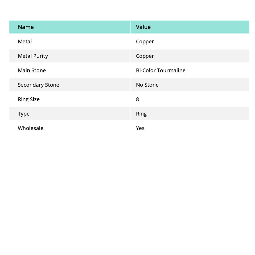 Natural Bi-Color Tourmaline Gemstone Handmade Copper Jewelry Ring Size 8 W3n69