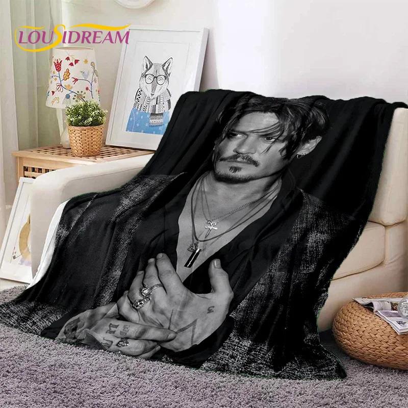 3D Printing Johnny Depp Star HD Soft Blankets,Keep Warm Throw Blanket Comfortable Blanket for Picnic Beds Sofa Home Bedroom Gift