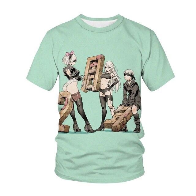 Футболка с 3D принтом Nier Automata, аниме-игра, сексуальная милая девушка 2B, уличная одежда, мужские и женские модные футболки в стиле Харадзюку, топы