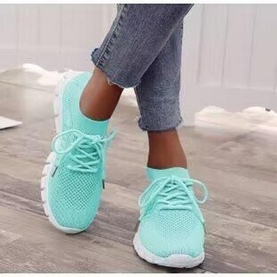 Женские кроссовки в корейском стиле из сетки Flyknit на шнуровке, размер 43, легкая плоская подошва, доступны большие размеры