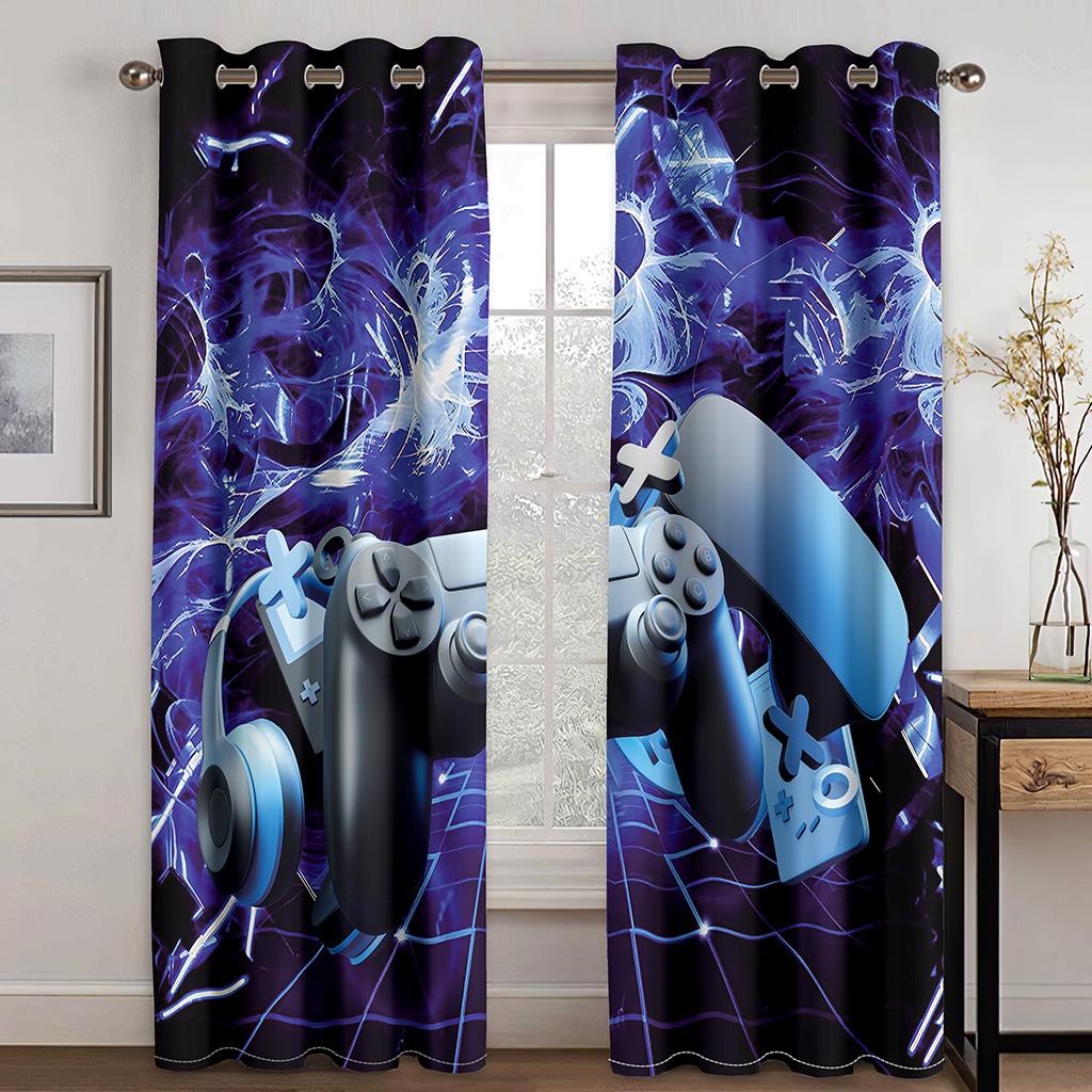 3D E-Sports Gamepad Game Controller Video Boy Kids Child Winodw Drape Curtains Set for Living Room Bedroom 2 Pieces Free Shiping