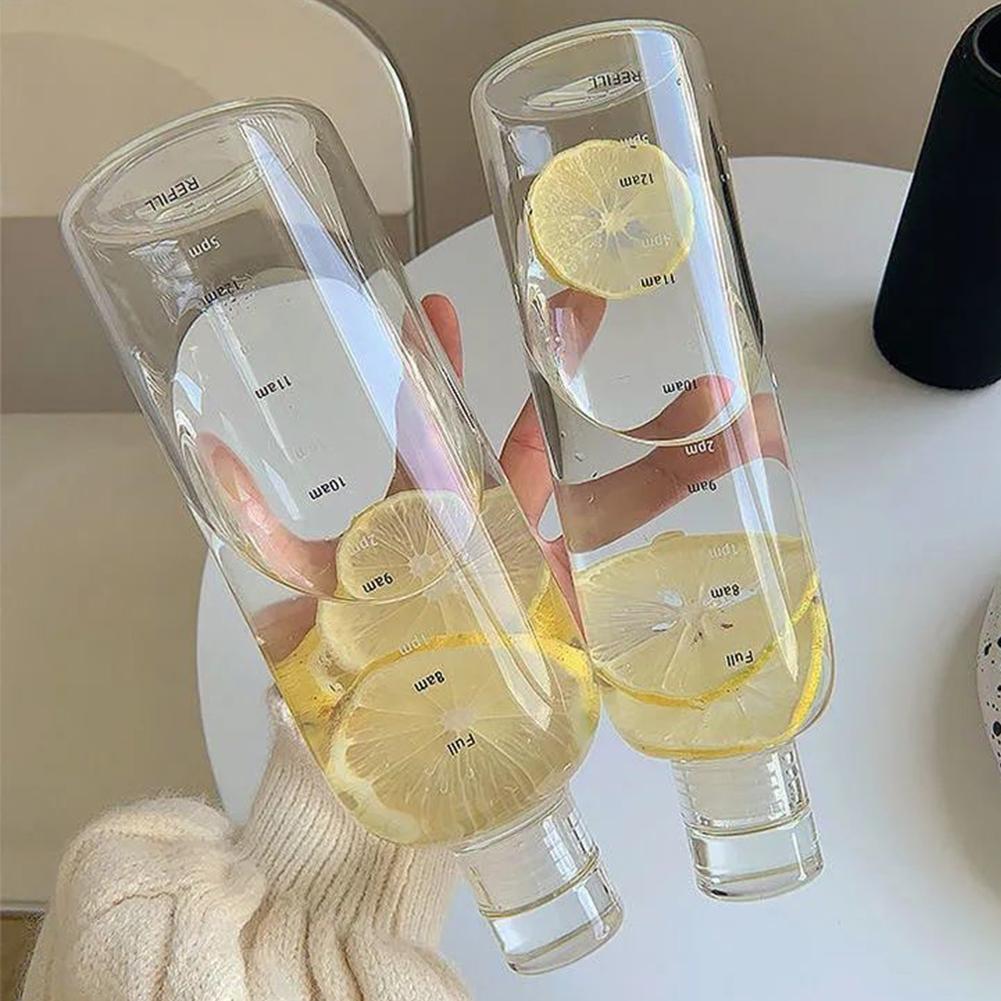 Newest Water Cup Sport Water Bottle With Time Scale Plastic Water Container Leakproof Milk Cup Drinkware Outdoor Water Bottle