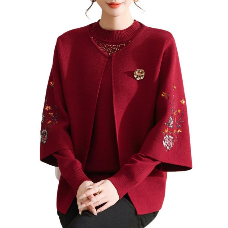 Осень и зима свитер для мамы женский вязаный свитер средний и пожилой леди топ комплект платье для свекрови