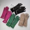 Solid Color Suede Leather Gloves Chain Warm Gloves Fashion Winter Thick Gloves